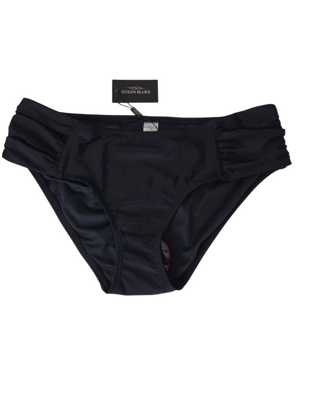 Ocean Blues Womens Small Black Bikini Bottoms Ruched Sides Beach Pool